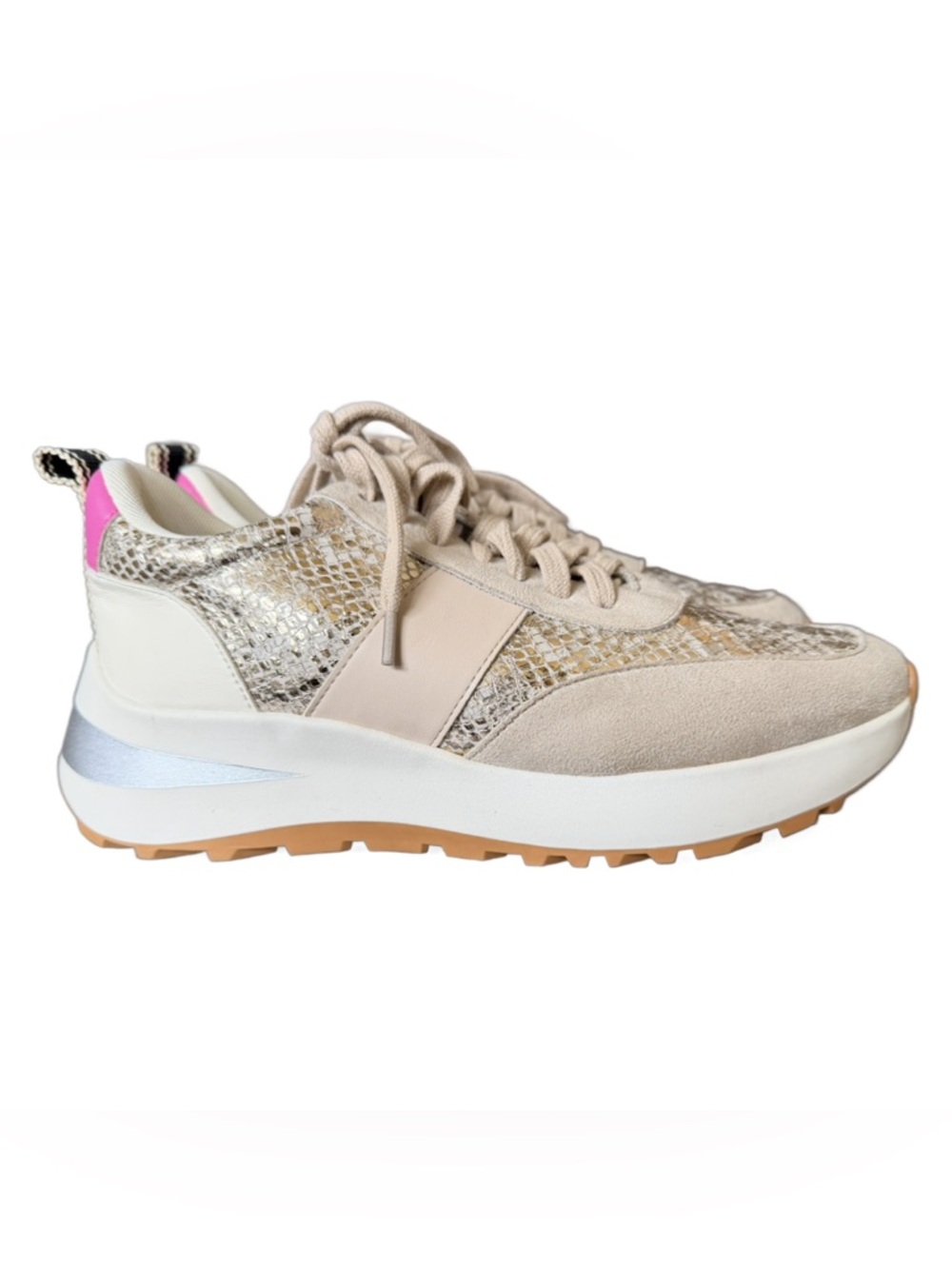 Shu Shop Serafina Neutral Gold Platform Lace-Up Sneakers - Women's
